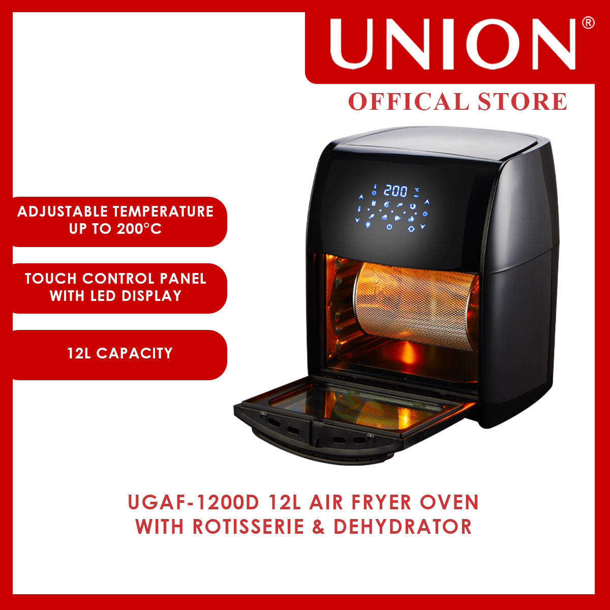 12L Air Fryer Oven With Rotisserie & Dehydrator