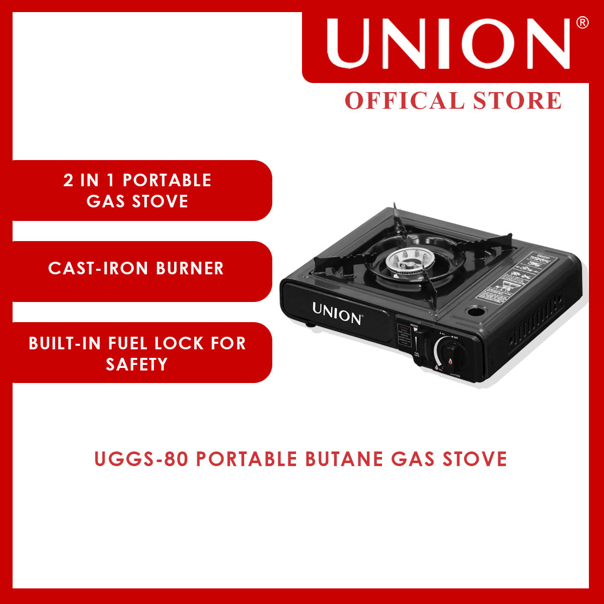 Union® Portable Gas Stove with Free Carry-On Hardcase
