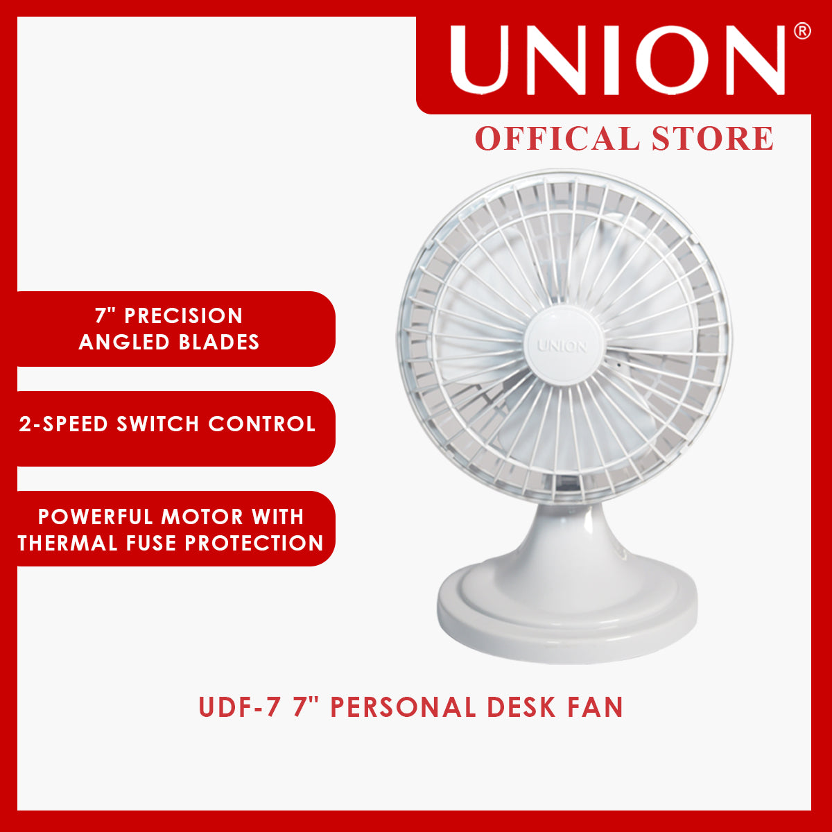 Union® 7" Personal Desk Fan