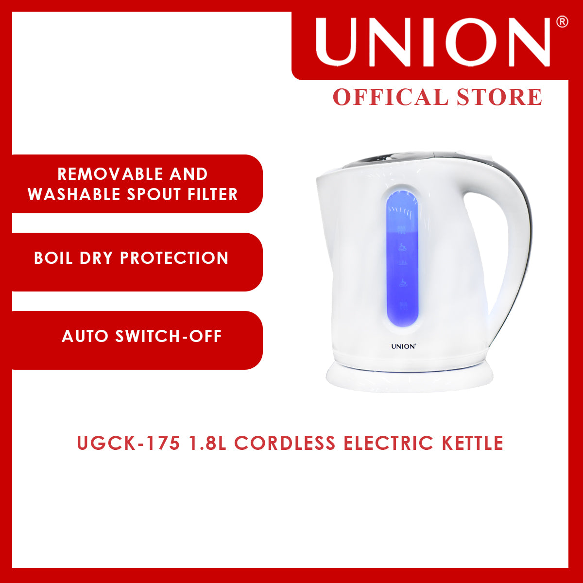 Union® 1.8L Cordless Electric Kettle