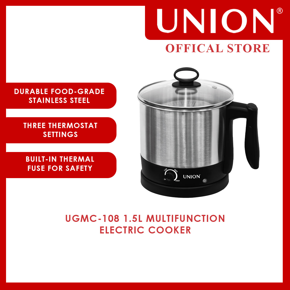 Union® 1.5L Multi-Function Electric Cooker