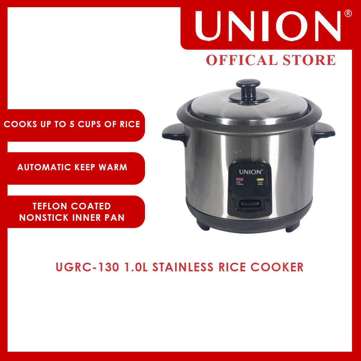Union® 1.0L Stainless Rice Cooker