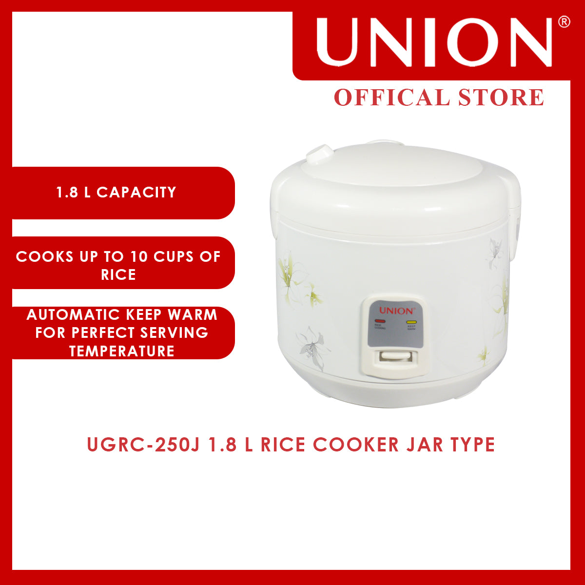 Union® 1.8L Jar Type Rice Cooker