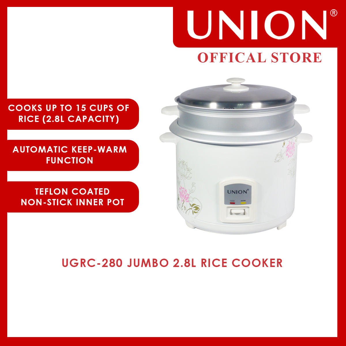 Union® 2.8L Jumbo Rice Cooker