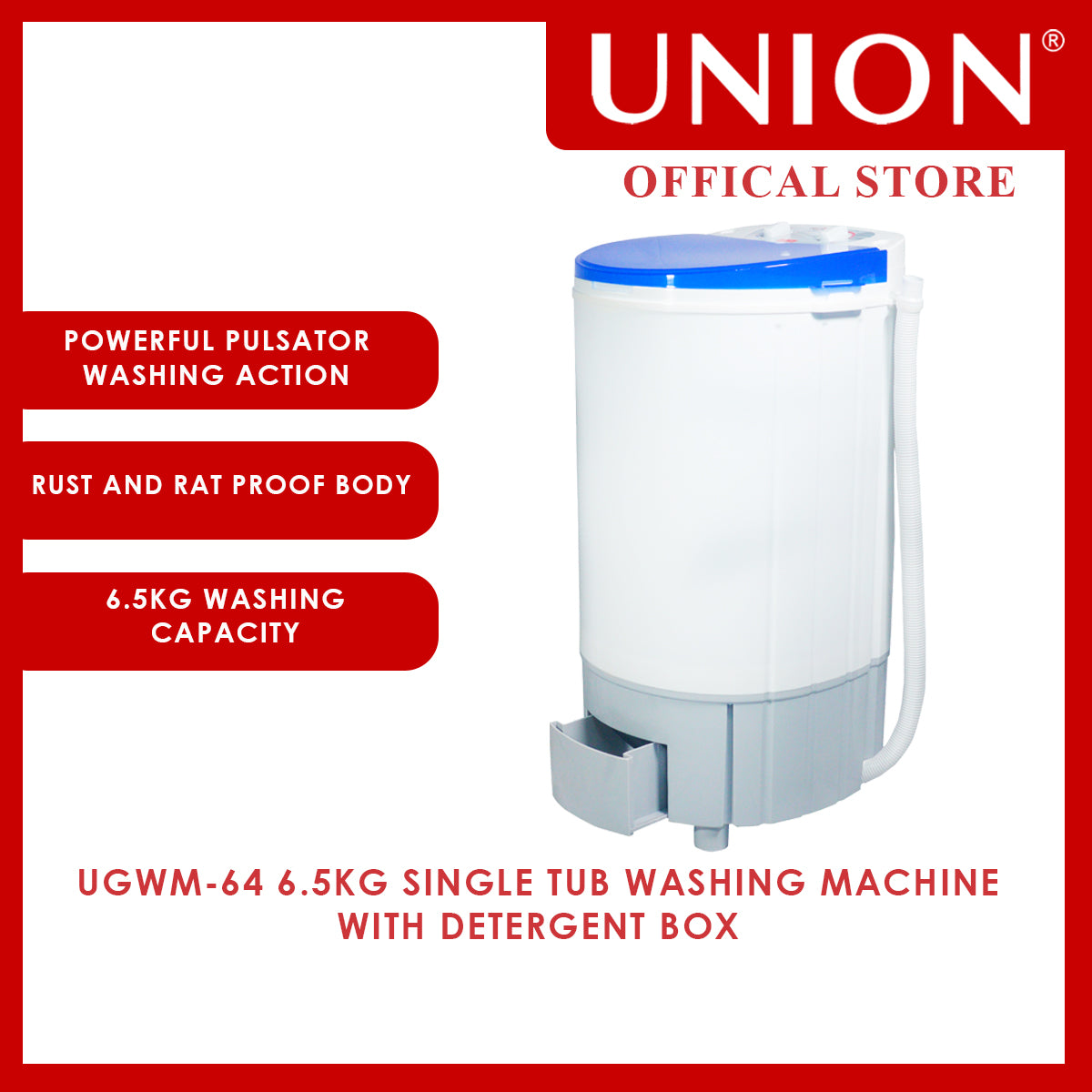 Union® 6.5 Kg Single Tub Washing Machine